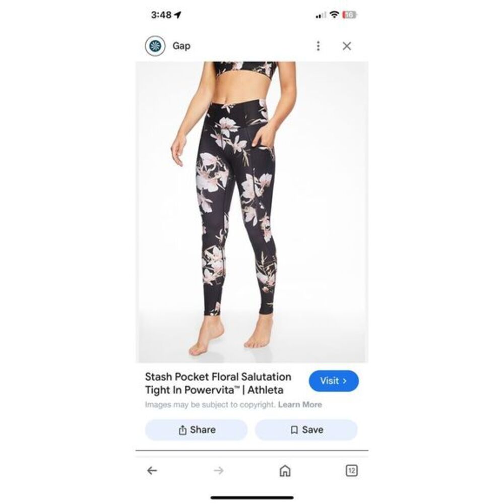 Athleta Stash Pocket Floral Salutation Powervita High-Waisted AthleisureLeggings